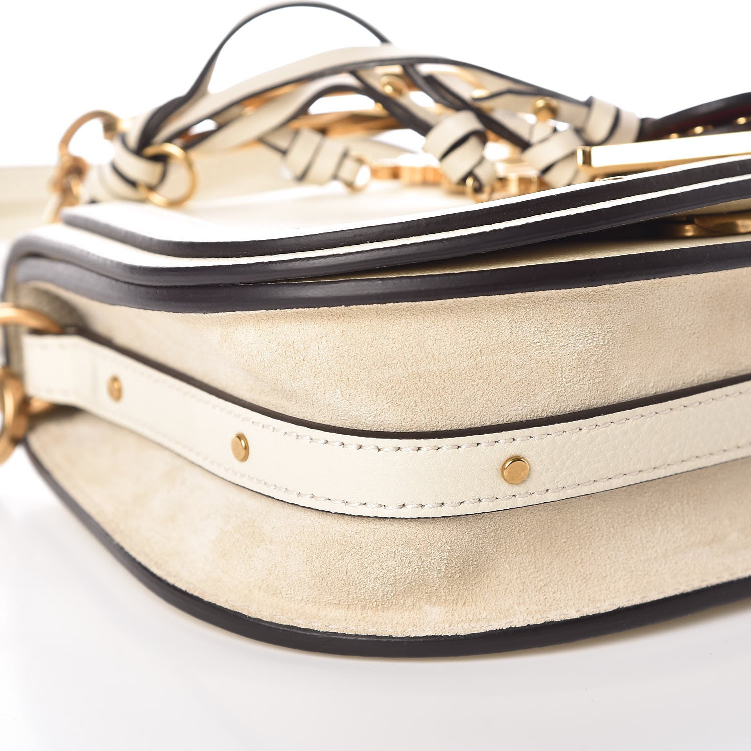 Chloe Calfskin Suede Small Nile Bracelet Bag Off White 5 of 9