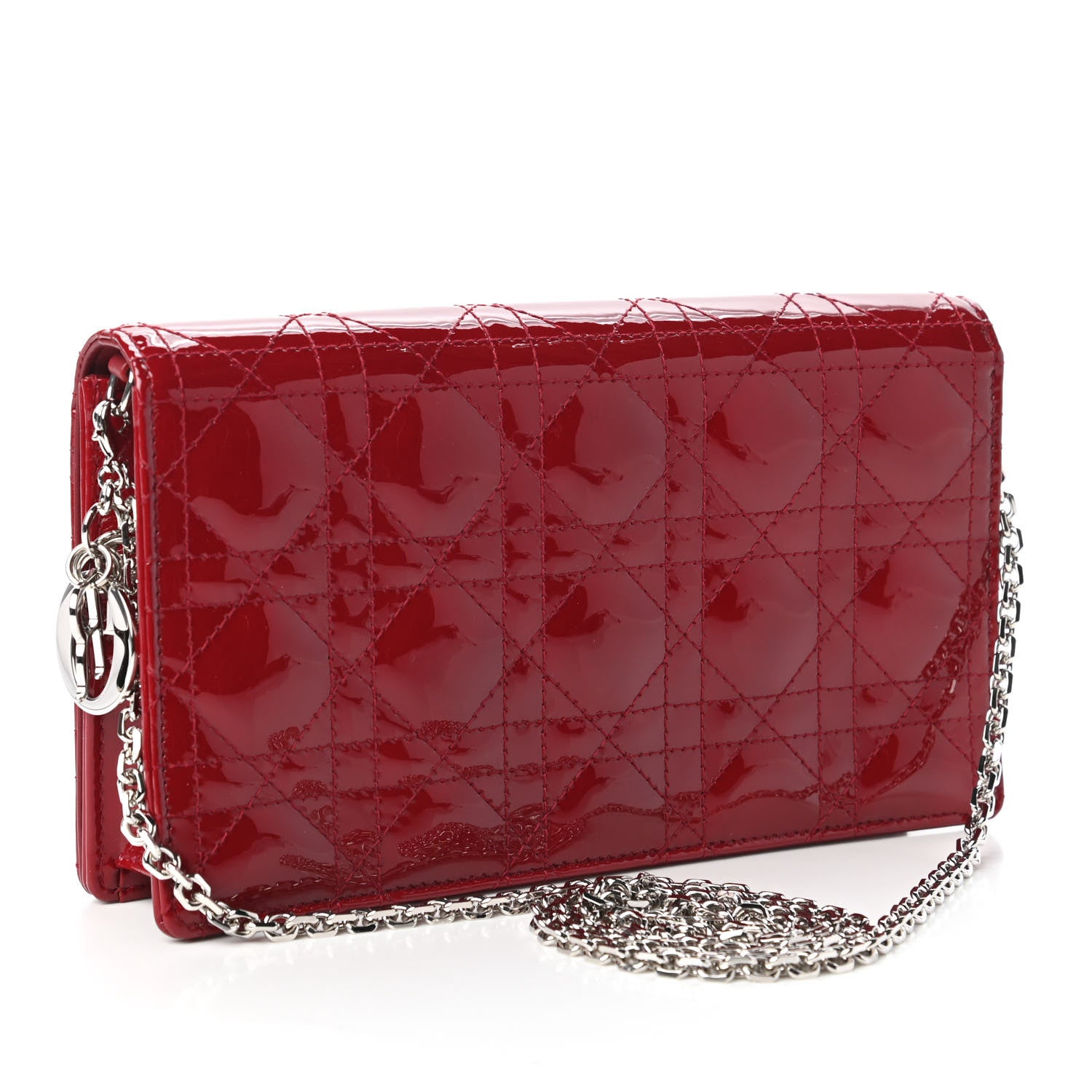 Christian Dior Patent Cannage Lady Dior Clutch Red 3 of 11