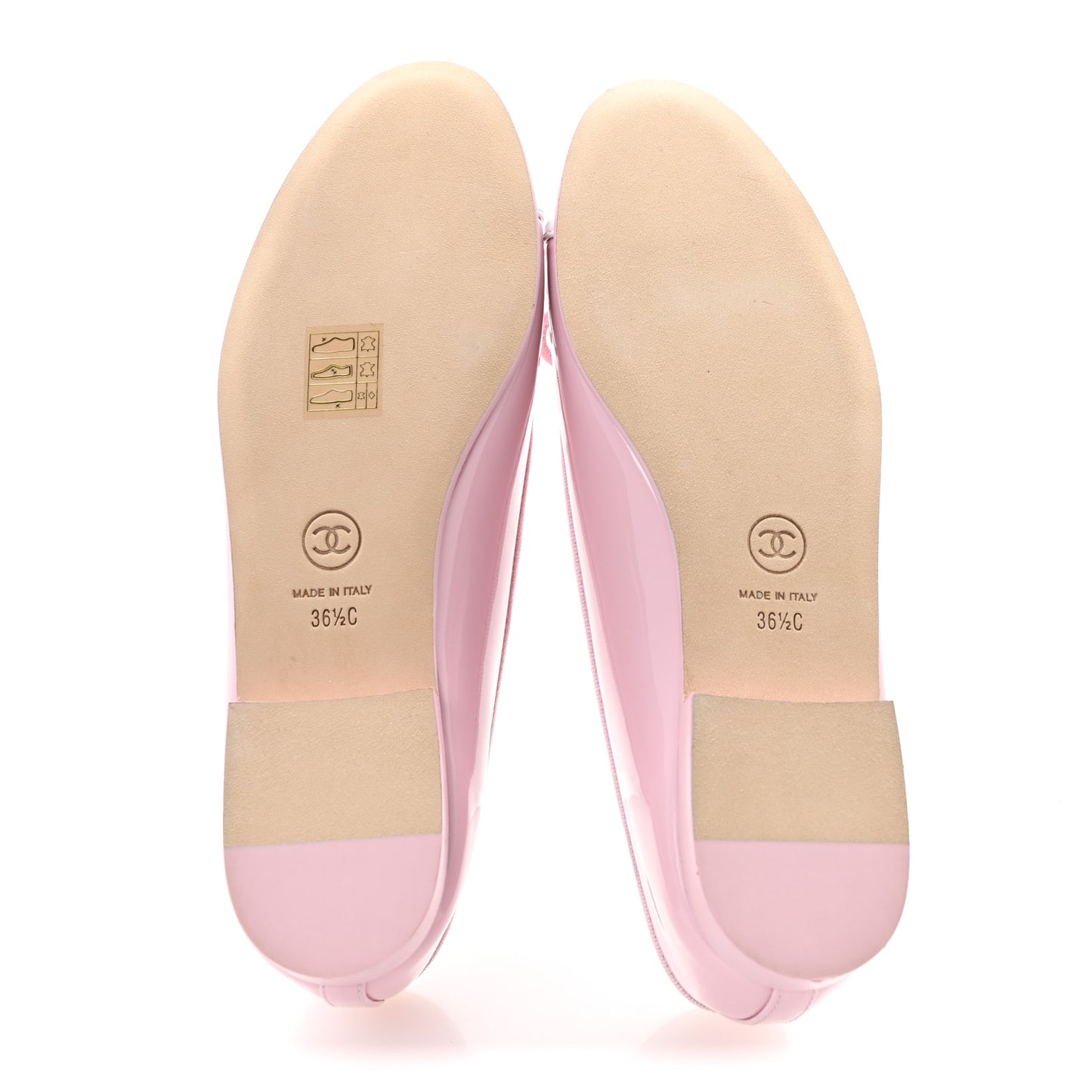 Patent Calfskin Cap Toe CC Ballerina Flats 36.5 Light Pink Dark Pink