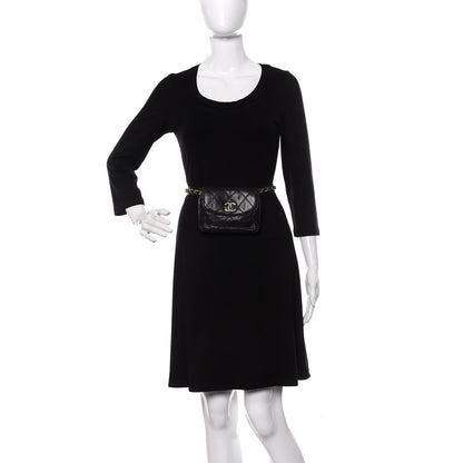 Chanel Calfskin Diamond Embossed Flap Waist Belt Bag Black 2 of 12