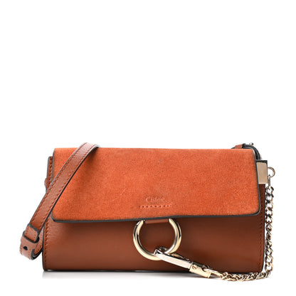 Chloe Suede Calfskin Mini Faye Shoulder Bag Tobacco 1 of 9