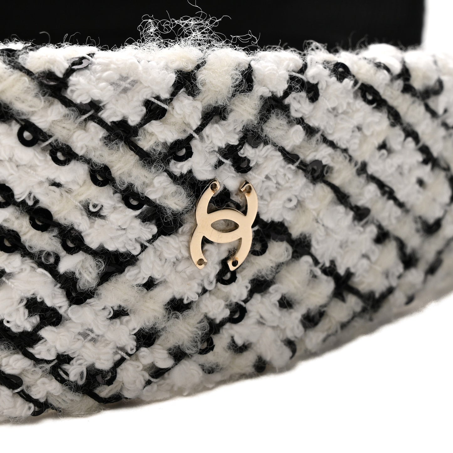 Tweed Sequin Headband White Black