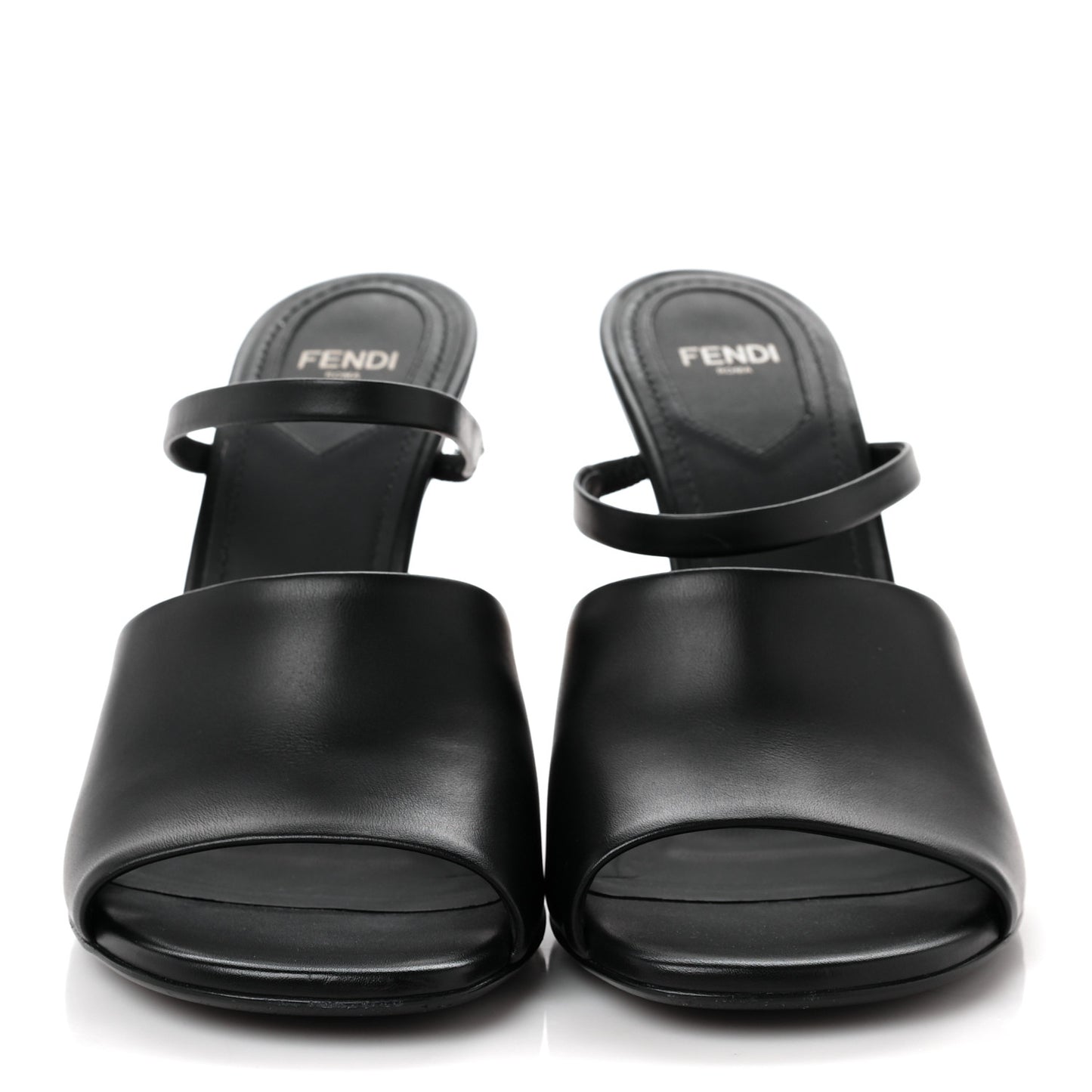 Calfskin Fendi First 95mm Slide Sandals 38 Black