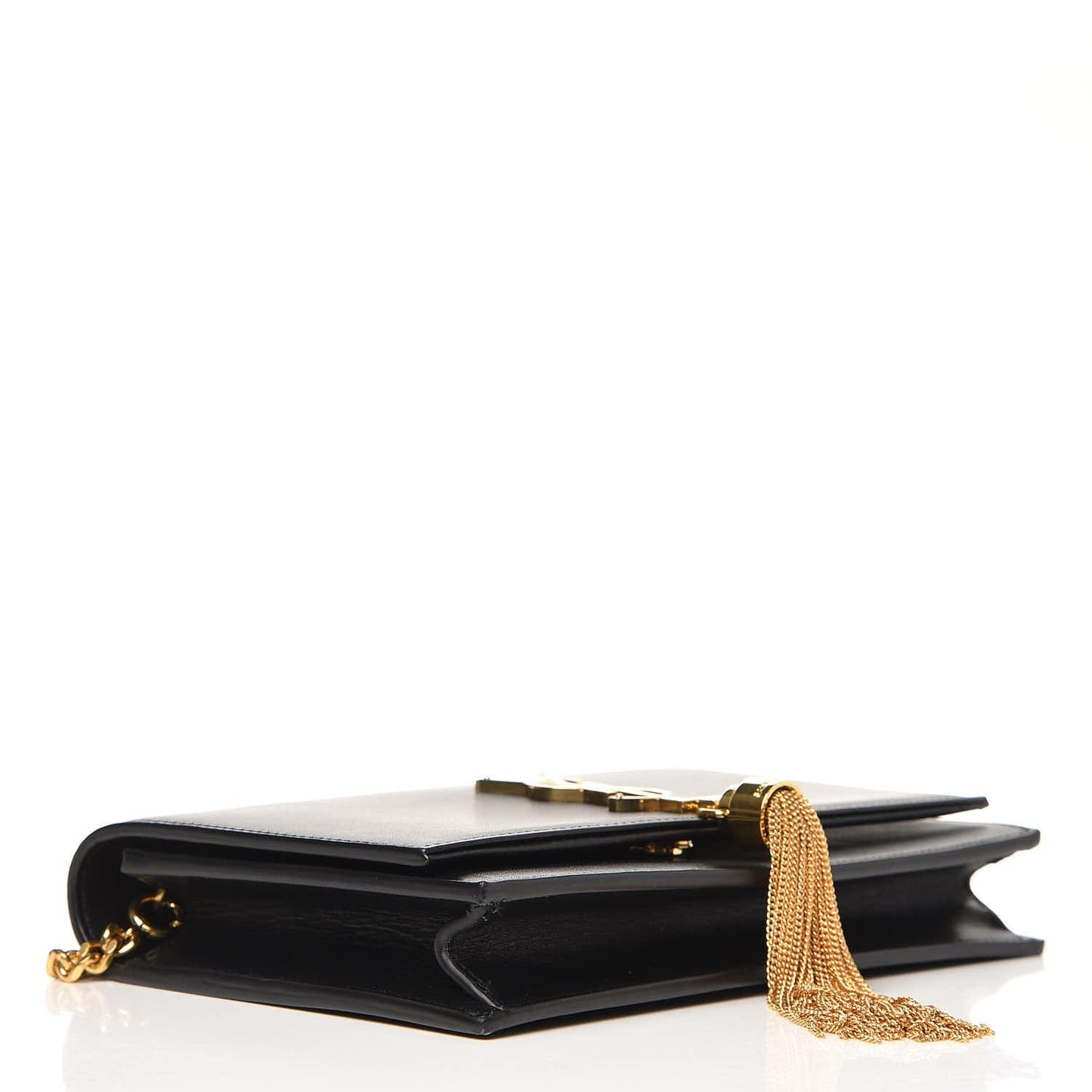 Smooth Calfskin Classic Monogram Kate Tassel Chain Wallet Black
