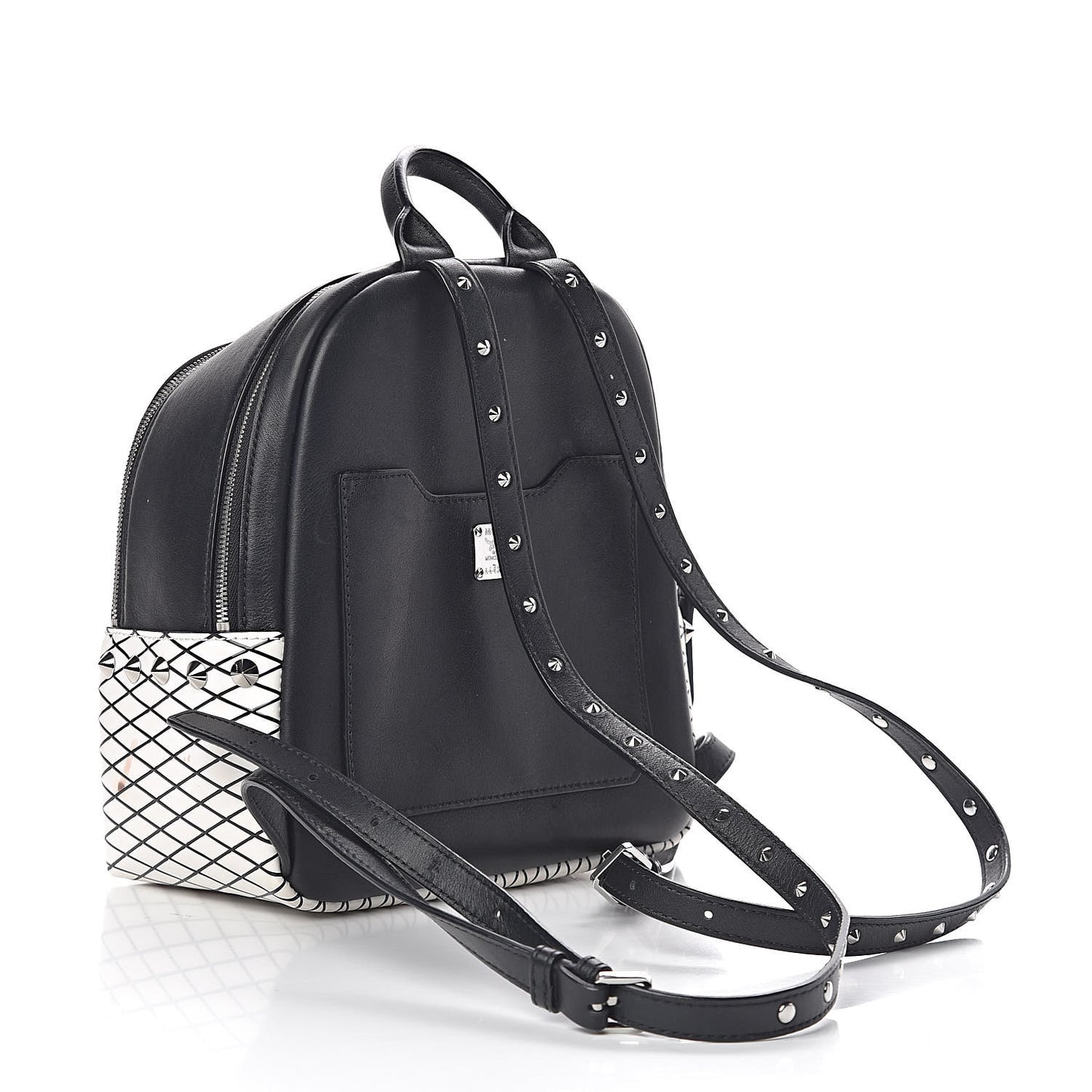 Calfskin Polke Stud Rombi Mini Duchess Backpack White Black