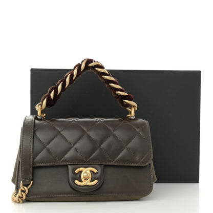 Chanel Iridescent Calfskin Quilted Small Straight Lined Flap Khaki 11 of 11