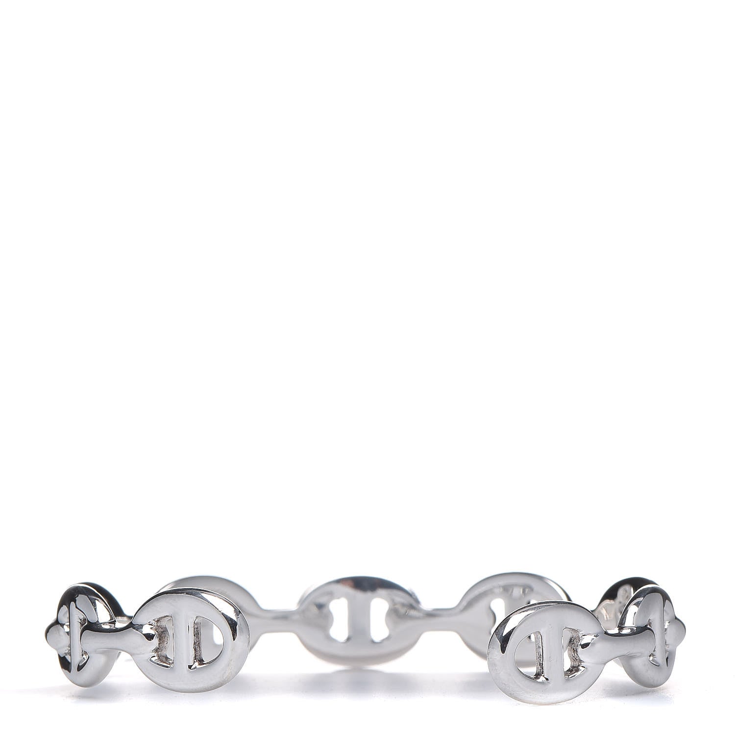 Hermes Sterling Silver MM Chaine d'Ancre Enchainee Cuff Bracelet LG 3 of 5