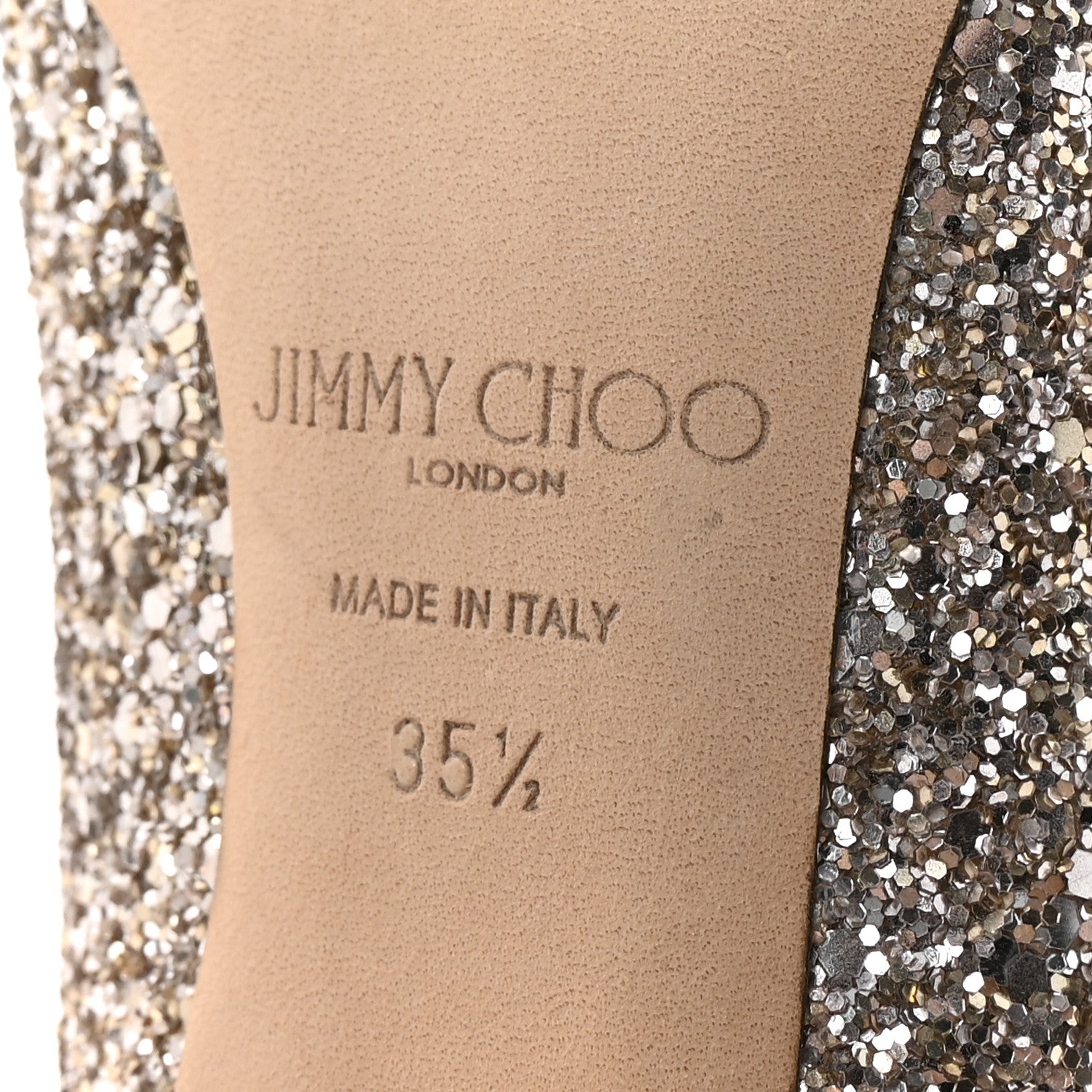 Jimmy Choo Coarse Glitter Fabric Agnes 85 Pumps 35.5 Ballet Pink