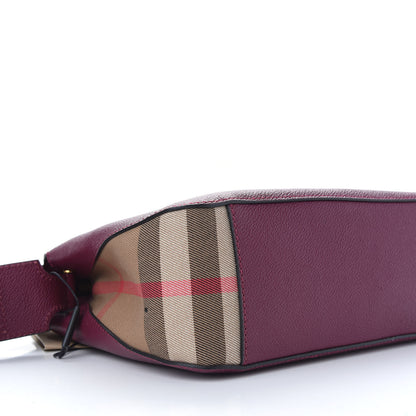 Burberry Soft Grain Calfskin House Check Small Helmsley Crossbody Dark Plum 6 of 7