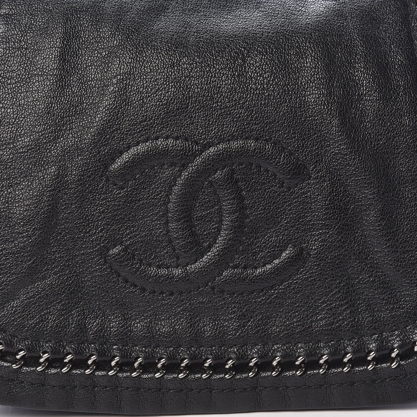 Metallic Goatskin Luxe Ligne Flap Black