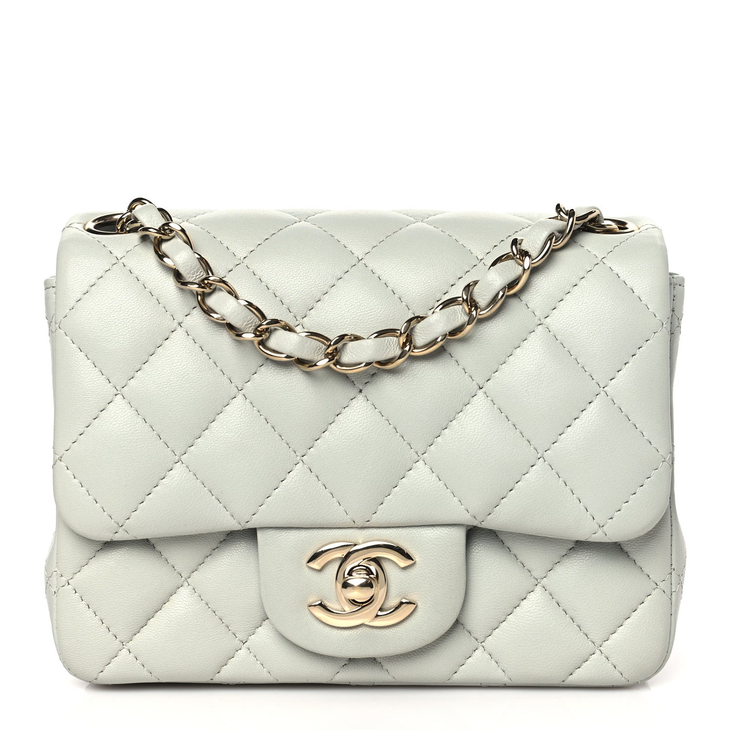 Lambskin Quilted Mini Square Flap Grey