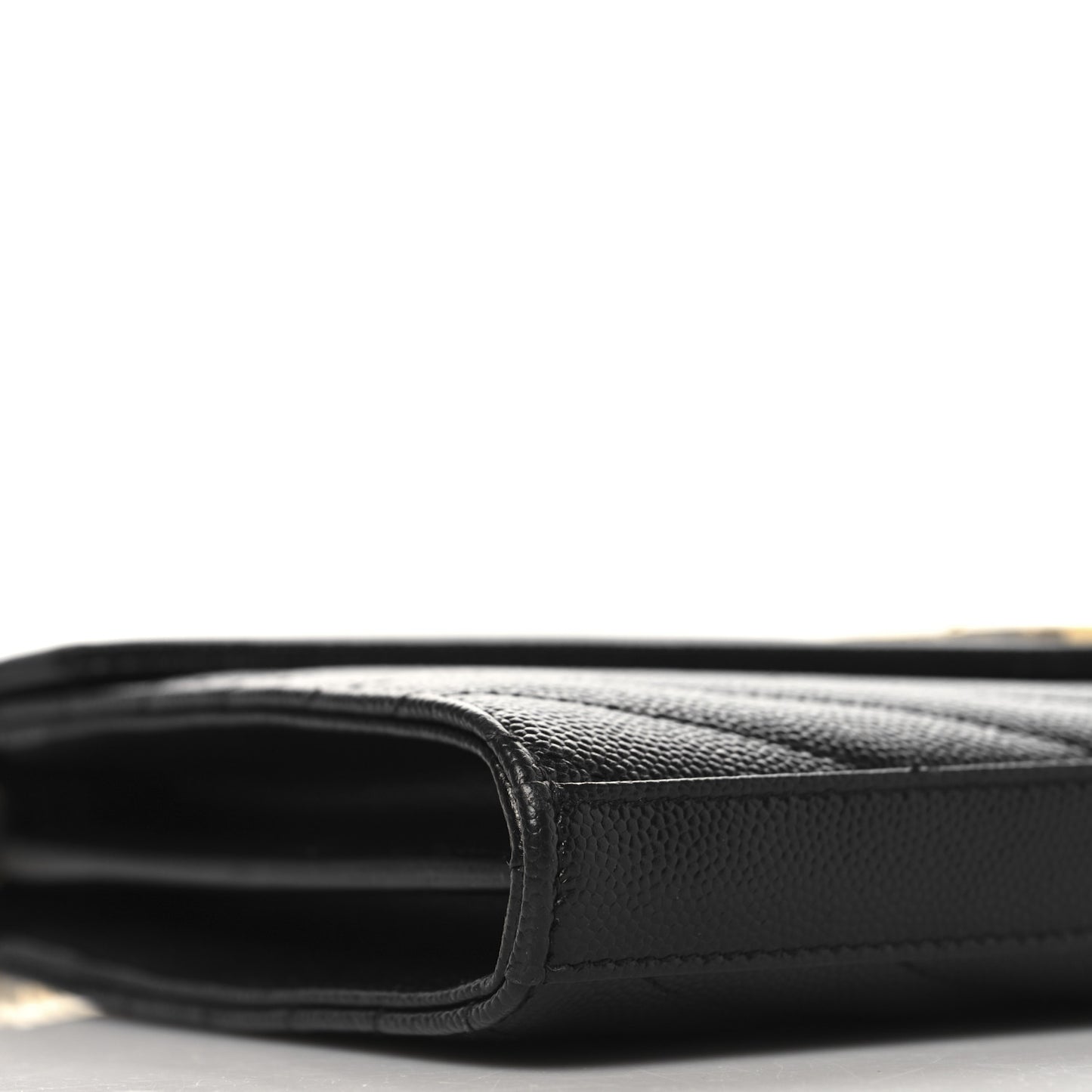 Grain De Poudre Matelasse Chevron Monogram Chain Wallet Black