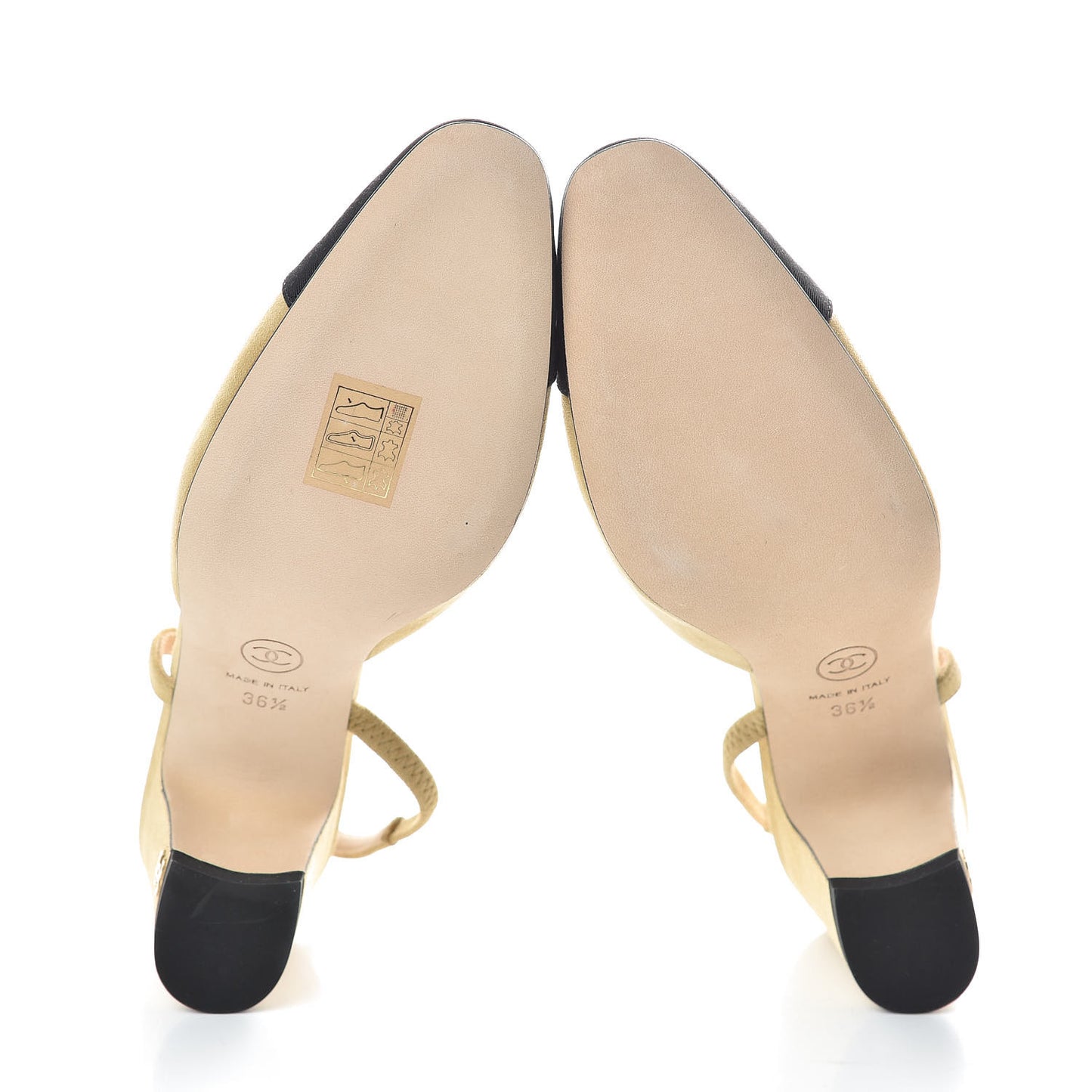Kid Suede Grosgrain Cap Toe CC Slingback Sandals 36.5 Beige Black