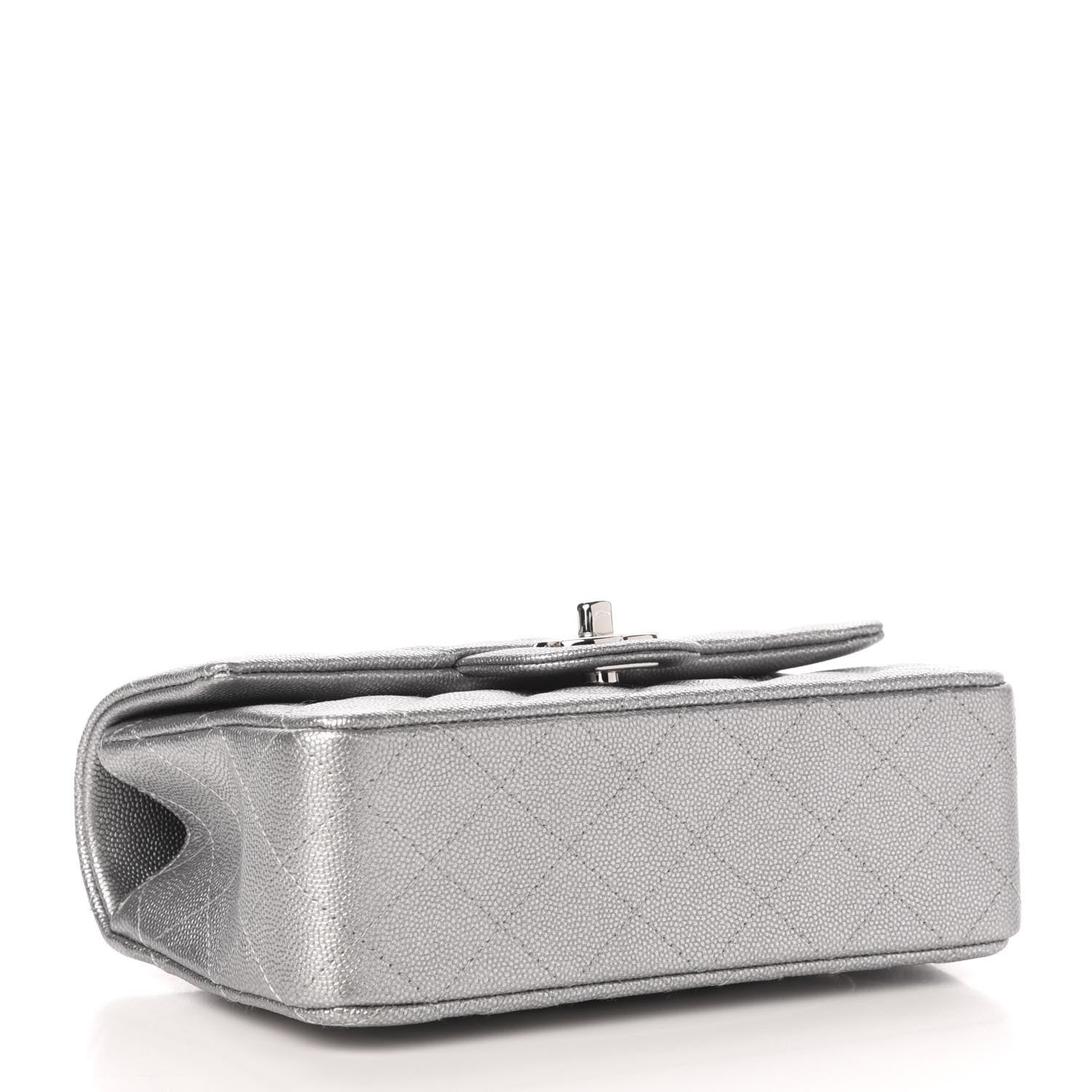 Chanel Metallic Caviar Quilted Mini Top Handle Rectangular Flap Silver 4 of 10