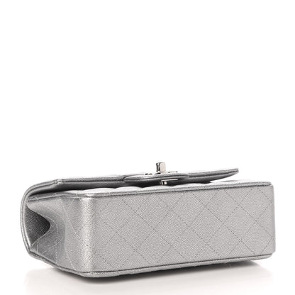Chanel Metallic Caviar Quilted Mini Top Handle Rectangular Flap Silver 4 of 10