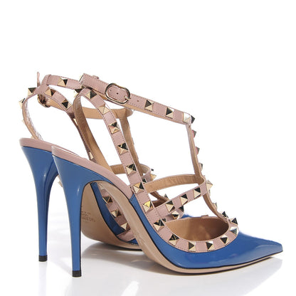 Valentino Garavani Patent Rockstud Ankle Strap 100mm Pumps 39 Indaco Poudre 4 of 6