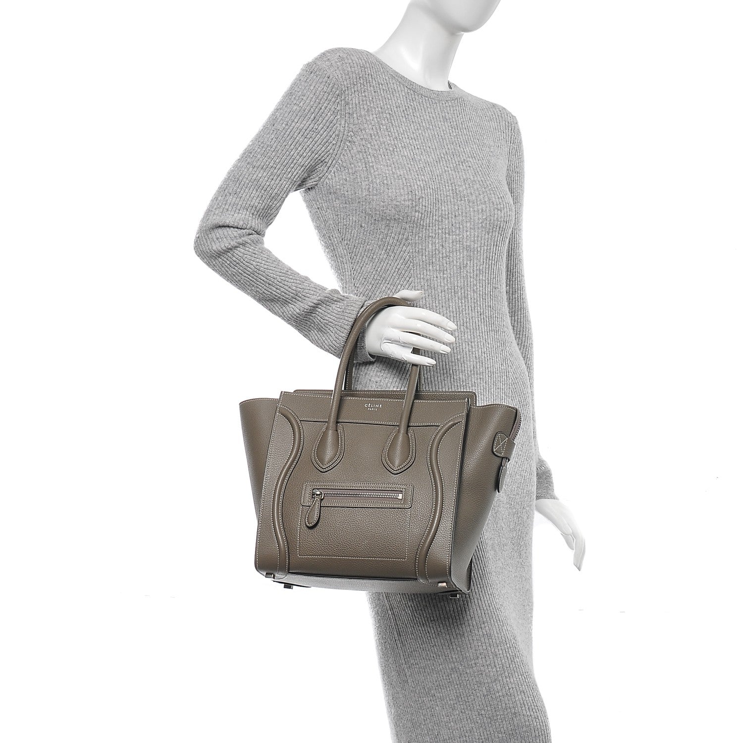 Celine Drummed Calfskin Micro Luggage Souris 2 of 7