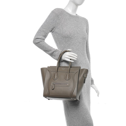 Celine Drummed Calfskin Micro Luggage Souris 2 of 7