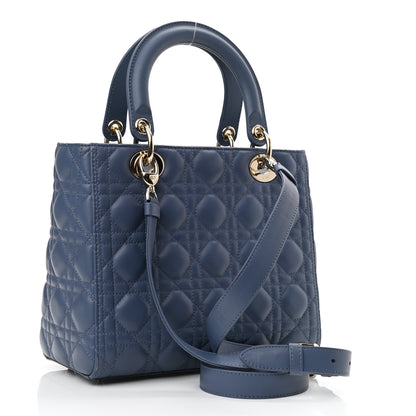 Christian Dior Lambskin Cannage Medium Lady Dior Blue 3 of 10