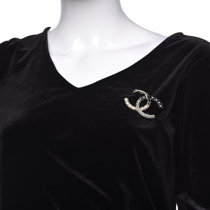 Chanel Pearl Crystal Bright Young Thing CC Brooch Gold 2 of 5