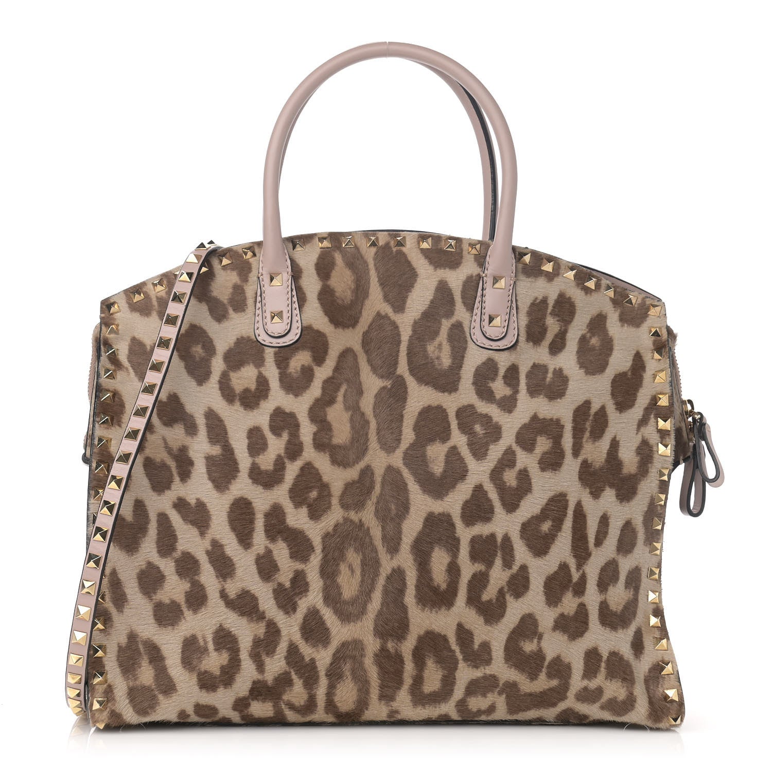 Valentino Garavani Calf Hair Animal Rockstud Satchel Leopard 1 of 14