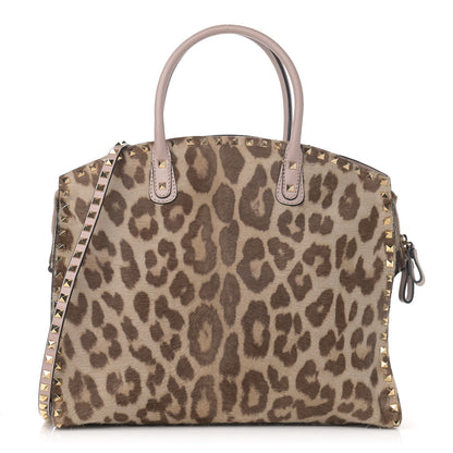 Valentino Garavani Calf Hair Animal Rockstud Satchel Leopard 1 of 14