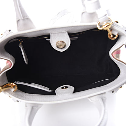 Burberry Grainy Calfskin House Check Small Banner Tote Chalk White 5 of 12