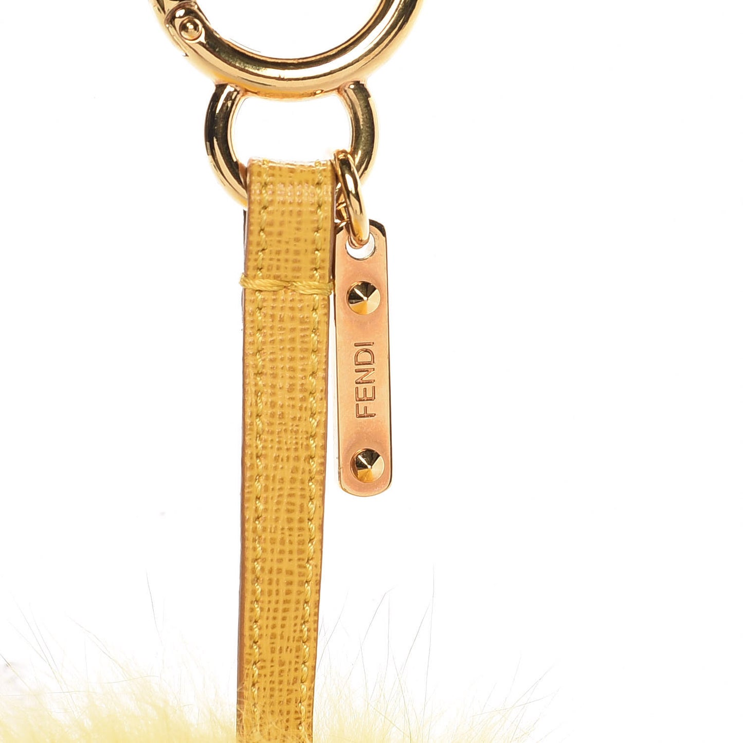 Fox Fur Pom Pom Bag Charm Yellow