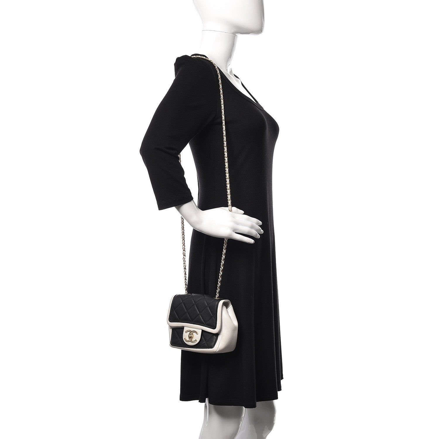 Chanel Lambskin Quilted Graphic Mini Flap Bag Black White 2 of 17