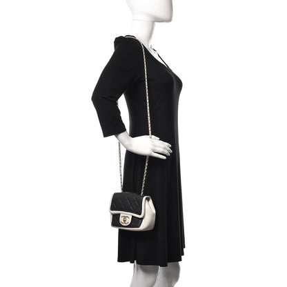 Chanel Lambskin Quilted Graphic Mini Flap Bag Black White 2 of 17