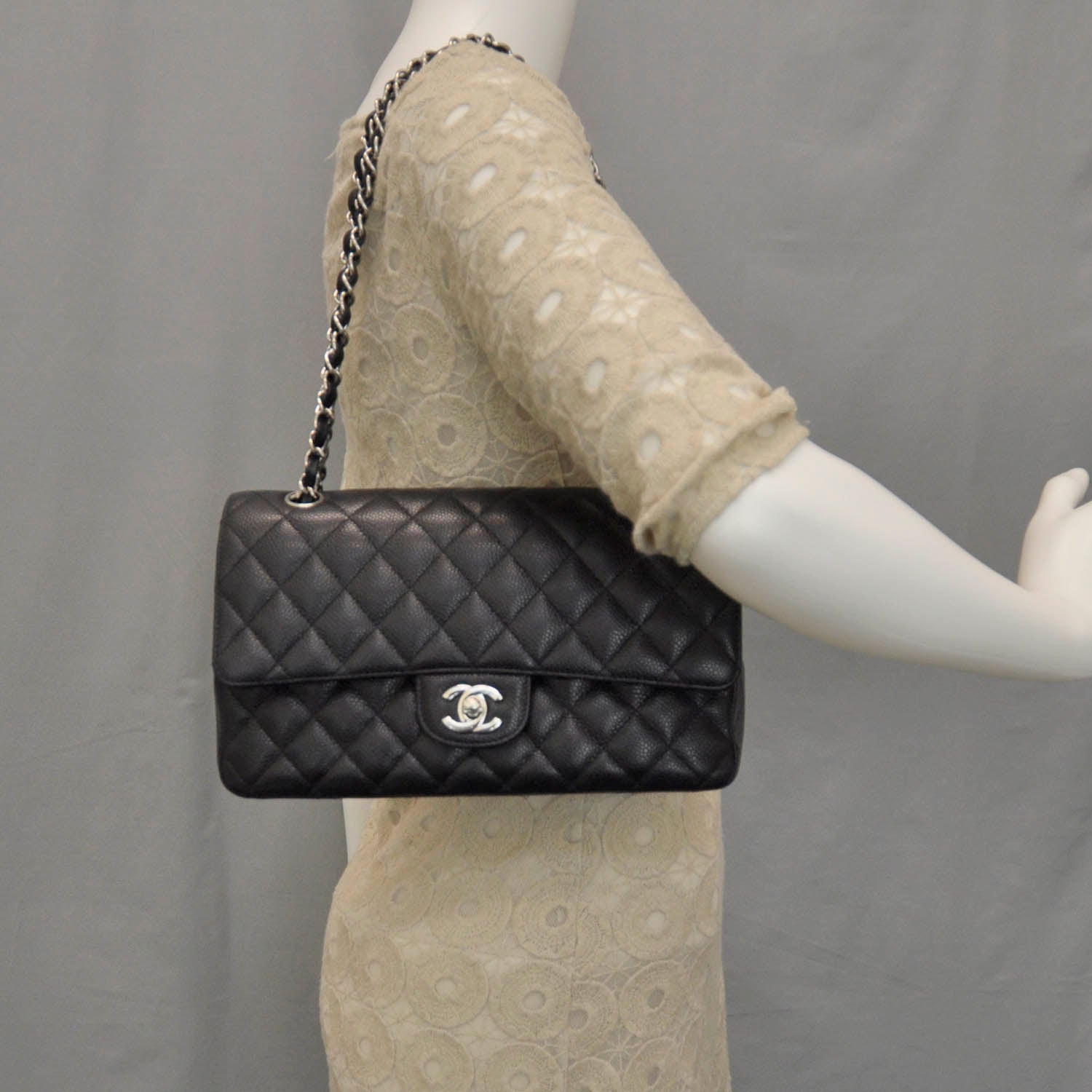 Chanel Caviar Quilted Medium Double Flap Black 2 of 8