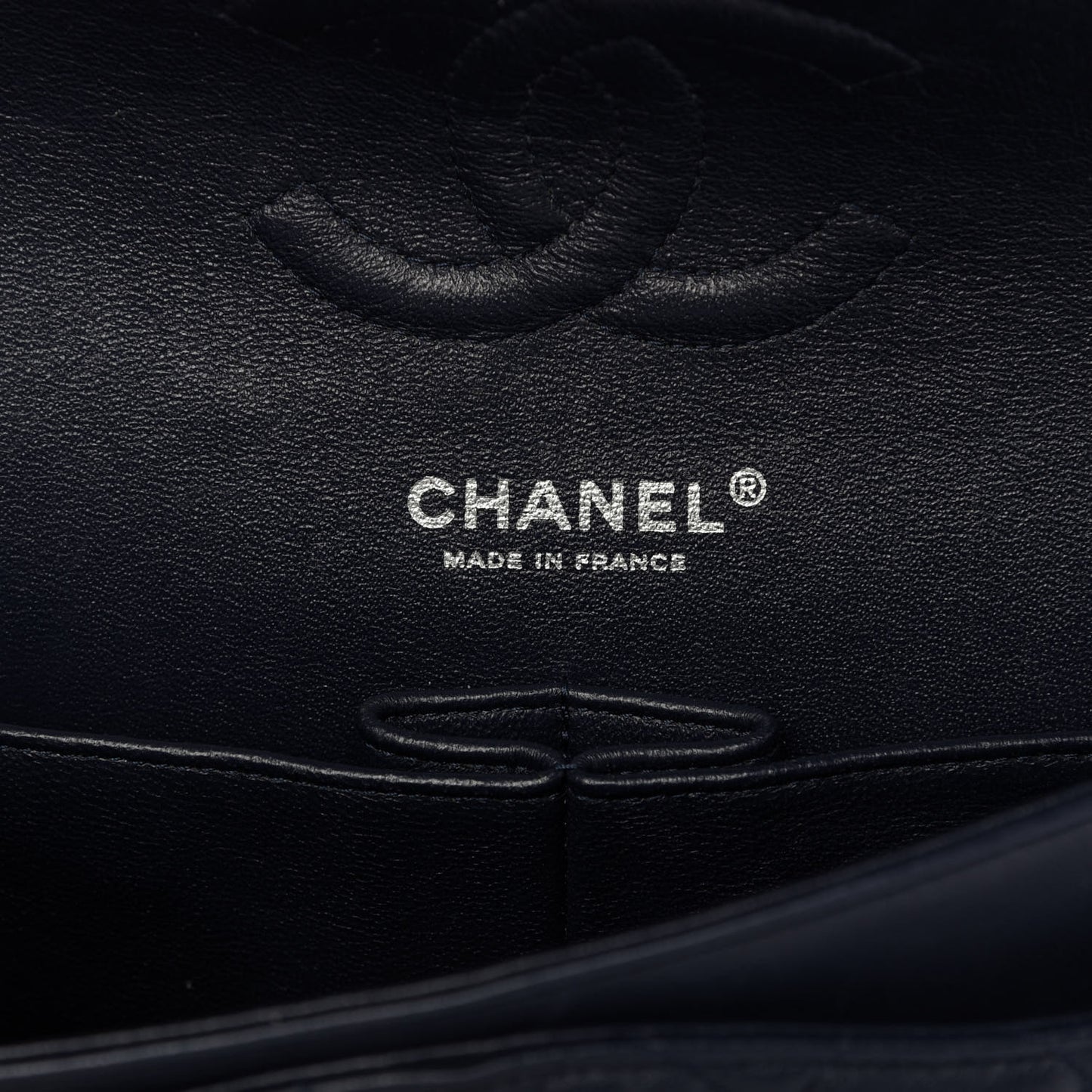 Lambskin Quilted Medium Double Flap Navy