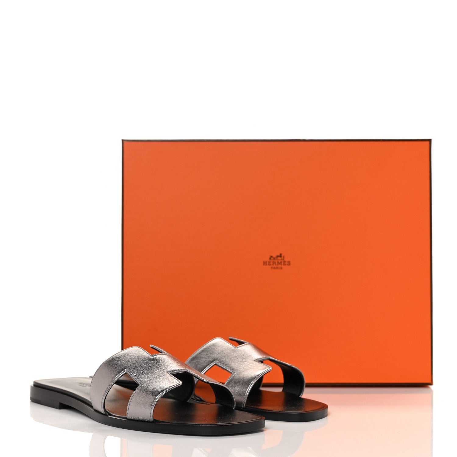 Hermes Metallic Nappa Oran Sandals 37 Argent 9 of 9