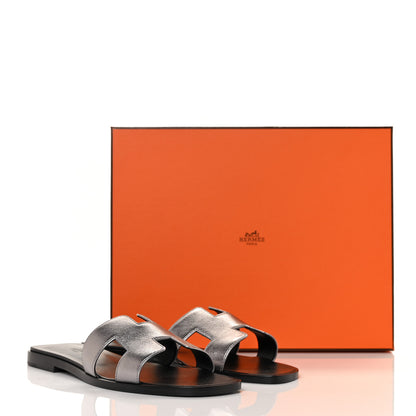 Hermes Metallic Nappa Oran Sandals 37 Argent 9 of 9