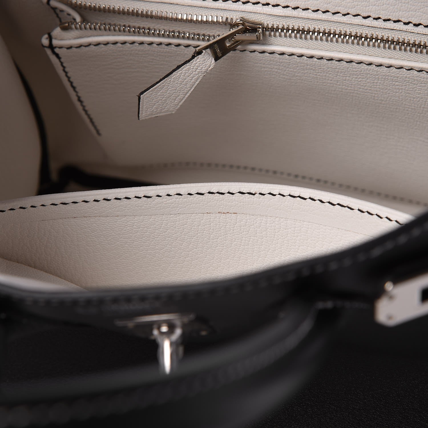 Hermes Swift Horseshoe Birkin 25 Black White 10 of 35