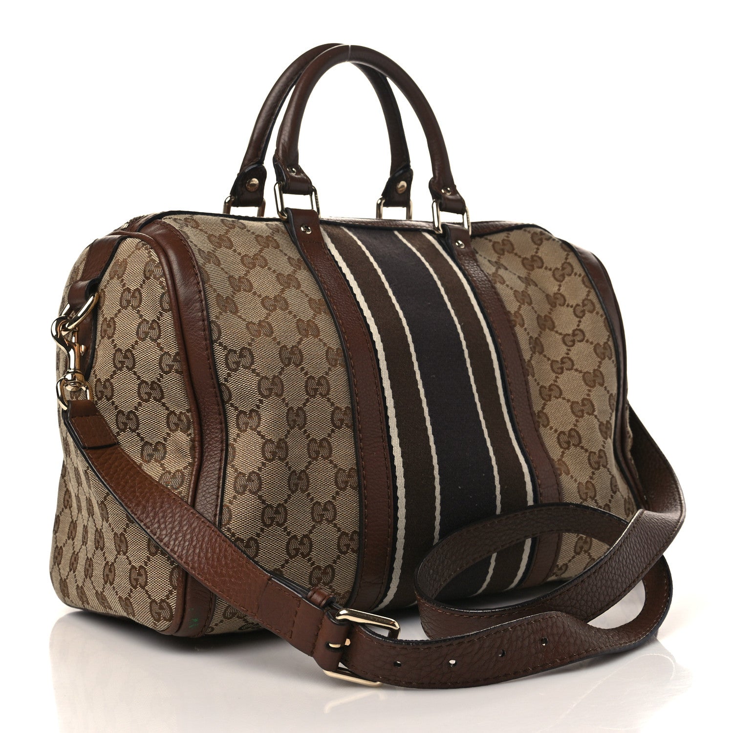 Gucci Monogram Web Medium Boston Dark Brown 2 of 9