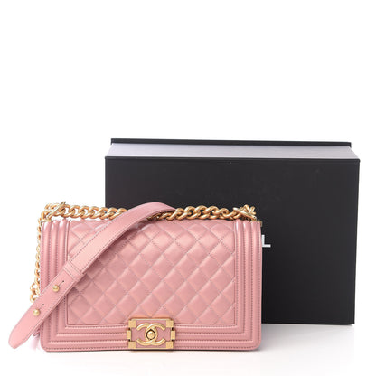 Chanel Metallic Calfskin Medium Boy Flap Pink 10 of 10