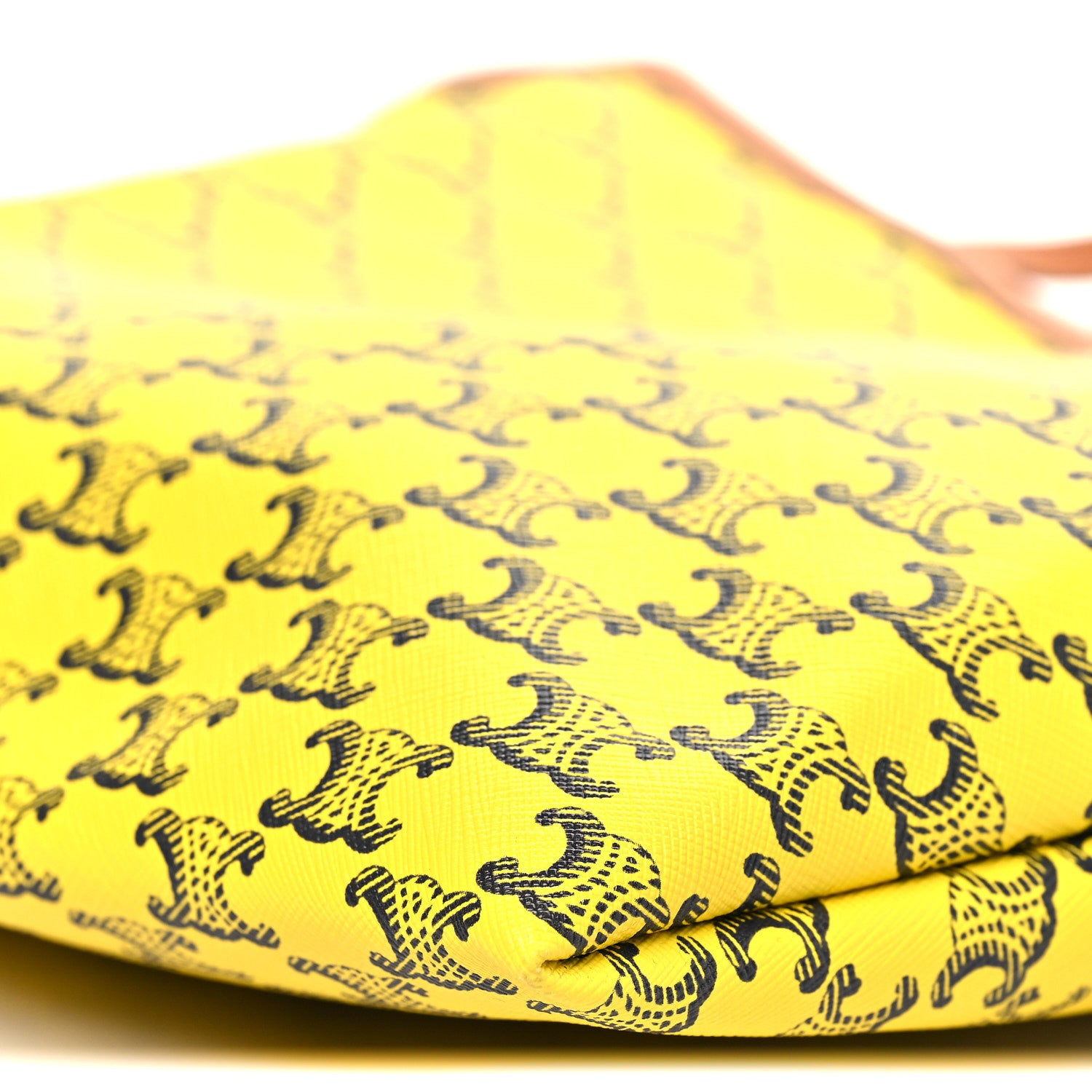 Celine Triomphe Canvas Calfskin Medium Flat Shopper Tote Yellow