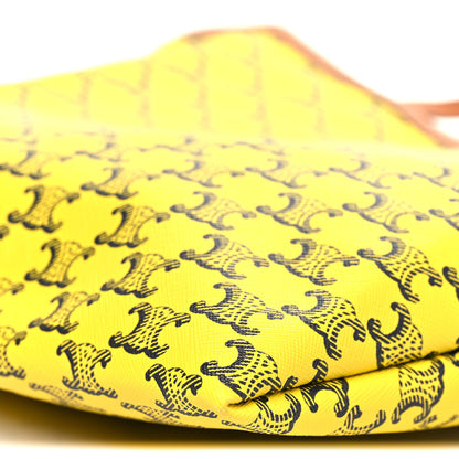 Celine Triomphe Canvas Calfskin Medium Flat Shopper Tote Yellow Navy 9 of 9