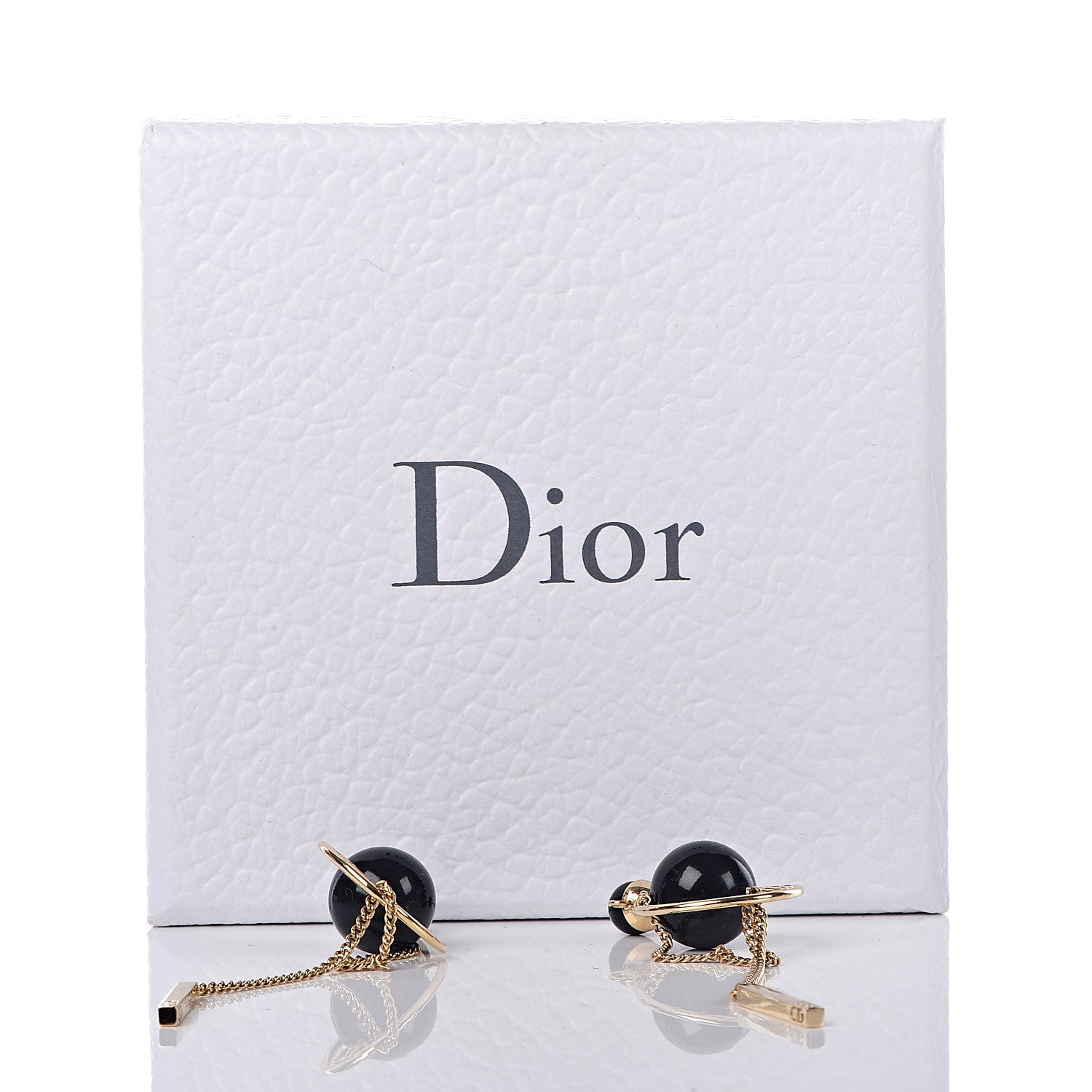 Christian Dior Pearl Tribales Dangle Chain Earrings Black Gold 5 of 5