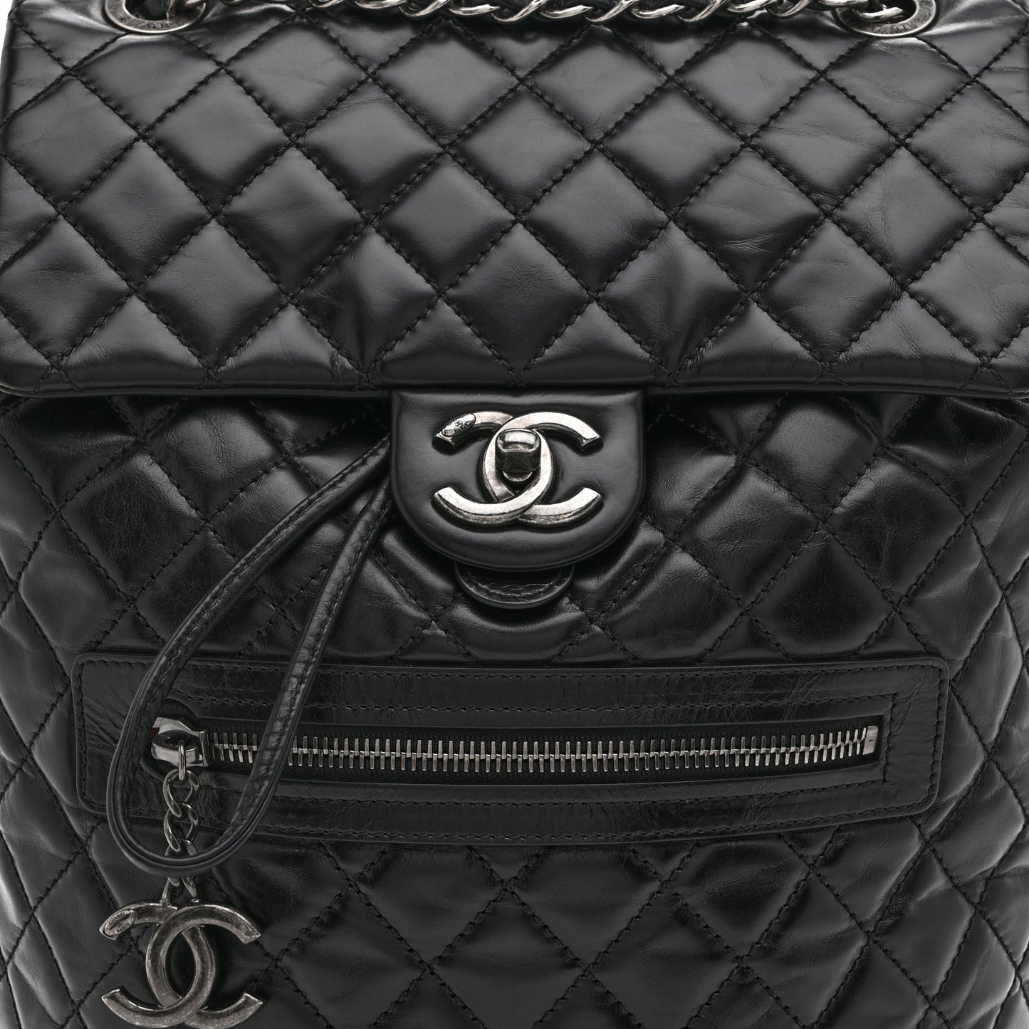Calfskin Quilted Large Salzburg Mountain Backpack Black