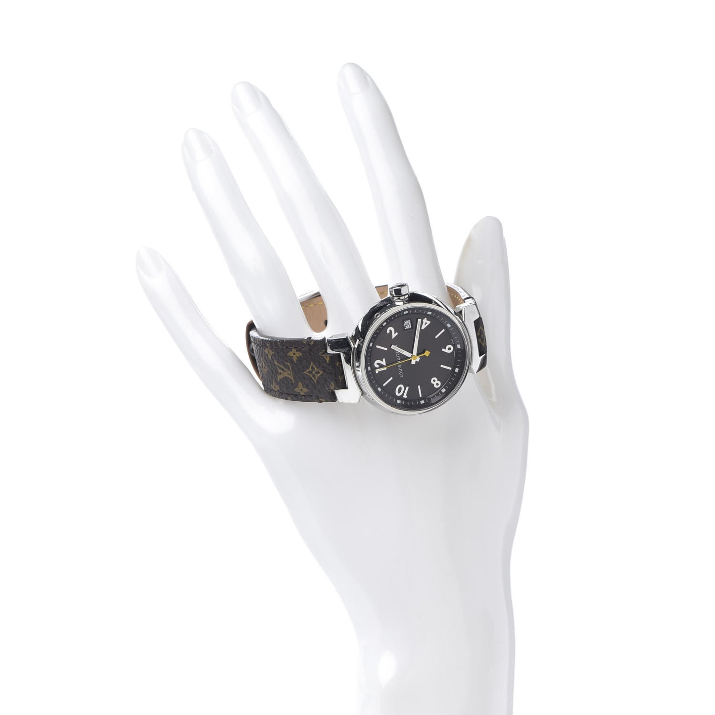 Stainless Steel Monogram 34mm Tambour Quartz Watch Brown