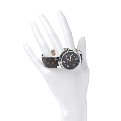Louis Vuitton Stainless Steel Monogram 34mm Tambour Quartz Watch Brown 2 of 6