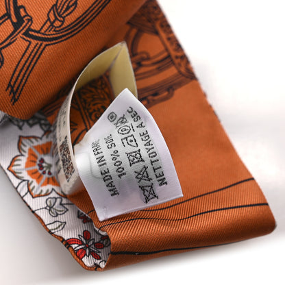 Hermes Silk Brides De Gala En Fleurs Twilly White Gris Cuir 4 of 4