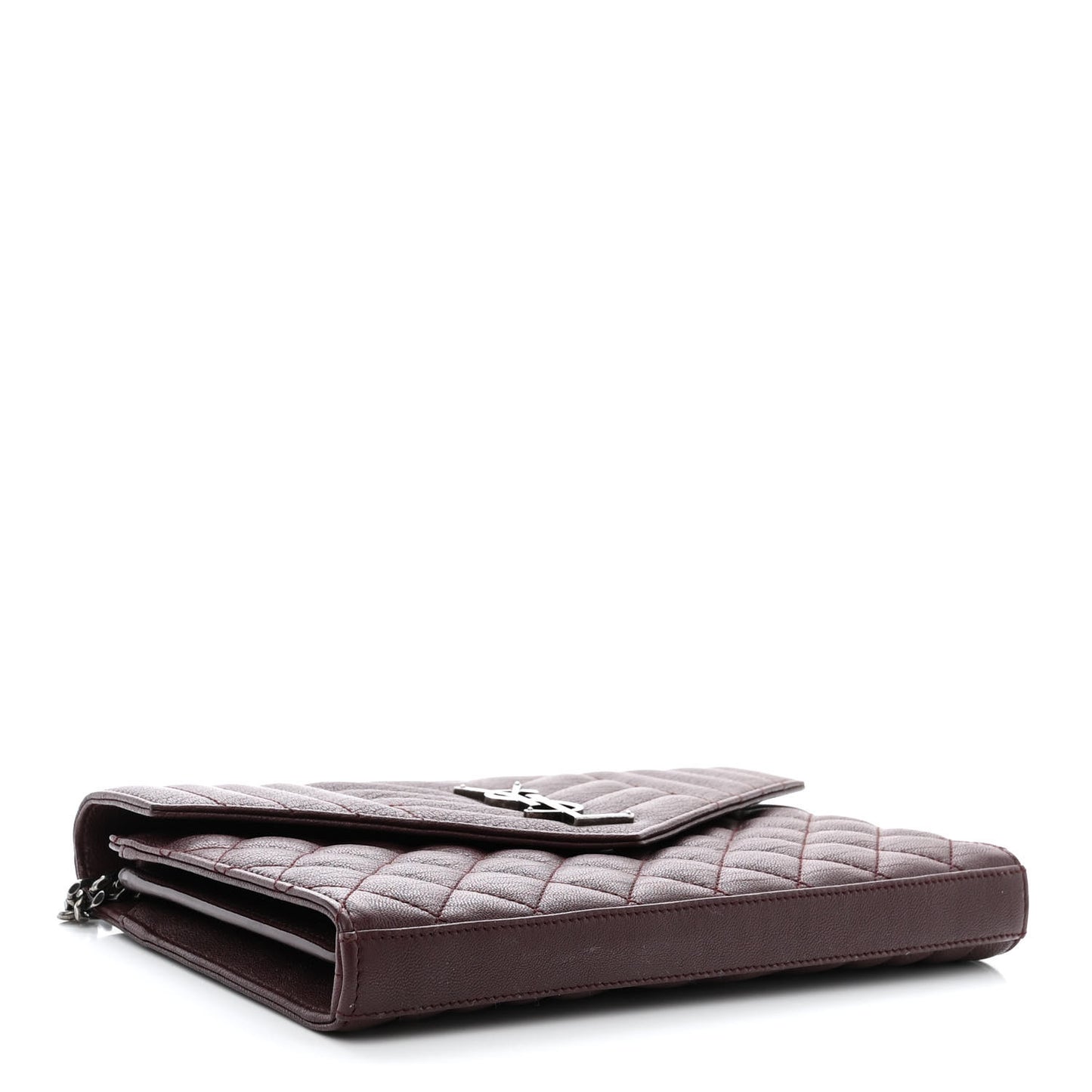 Sheepskin Tri-Quilt Monogram Envelope Chain Wallet Burgundy