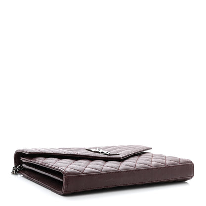 Saint Laurent Sheepskin Tri-Quilt Monogram Envelope Chain Wallet Burgundy 4 of 11