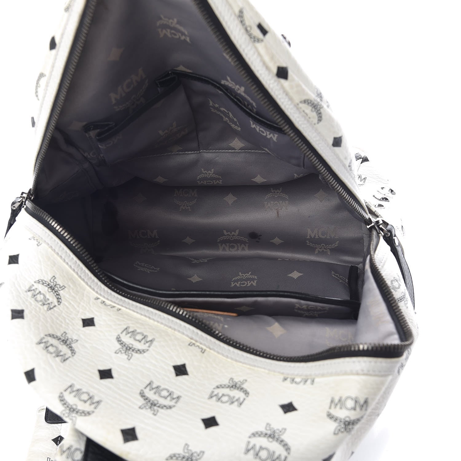MCM Visetos Studded Medium Stark Backpack White 6 of 17
