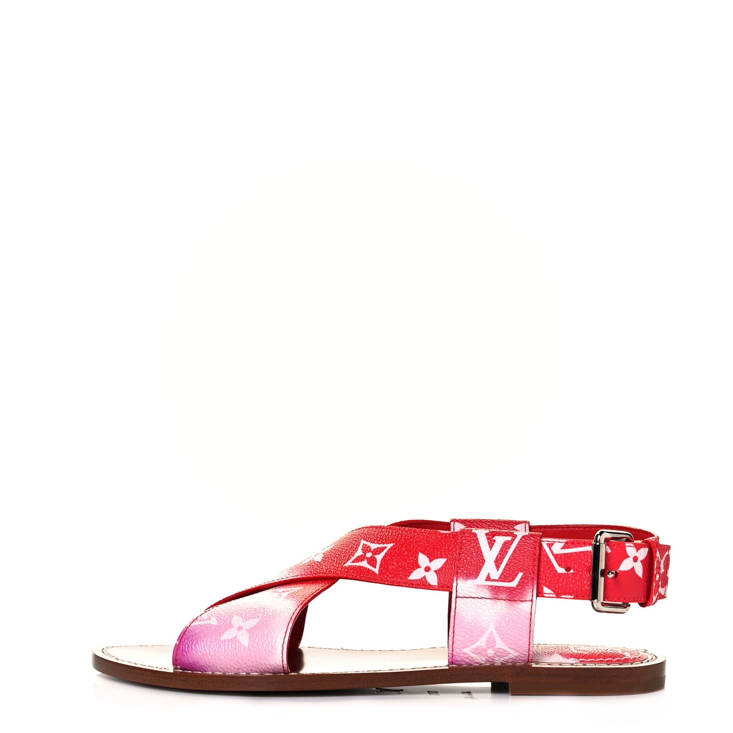 Monogram Escale Palma Flat Sandals 37.5 Rouge