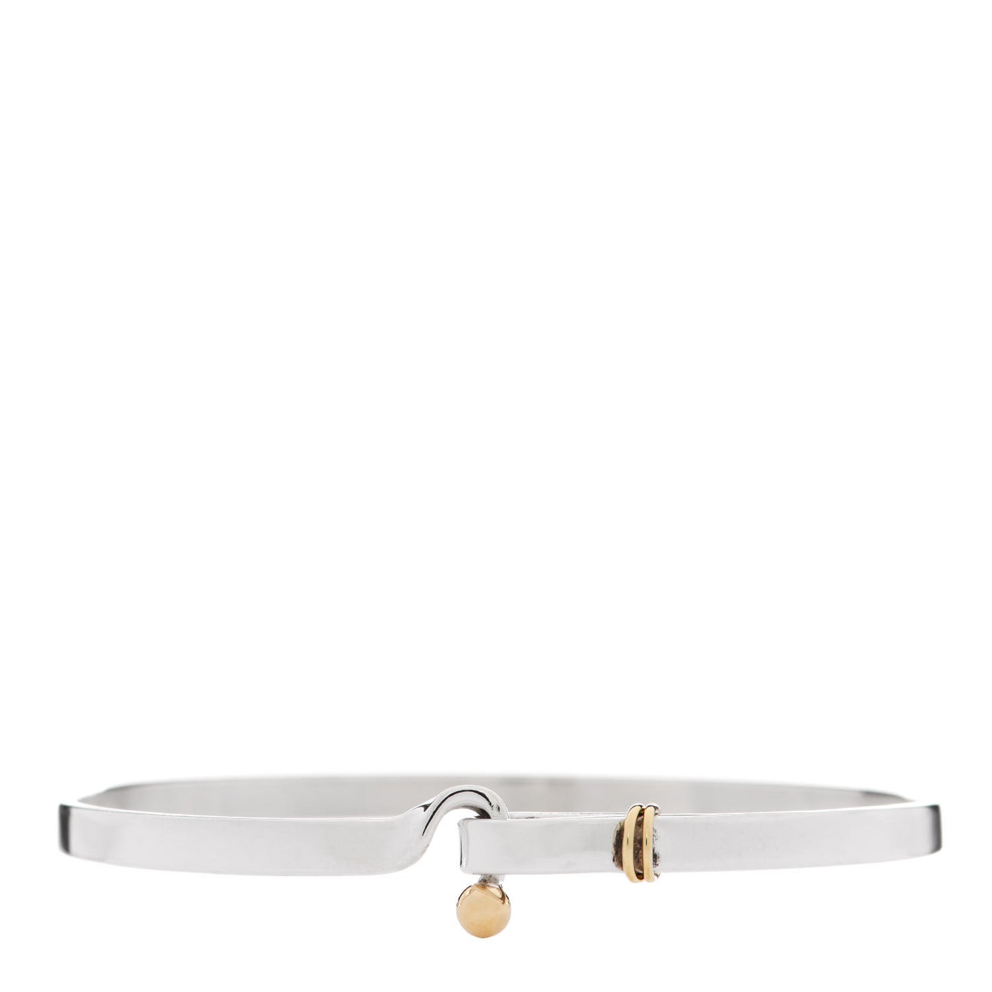 Sterling Silver 18K Yellow Gold Hook Eye Bangle Bracelet