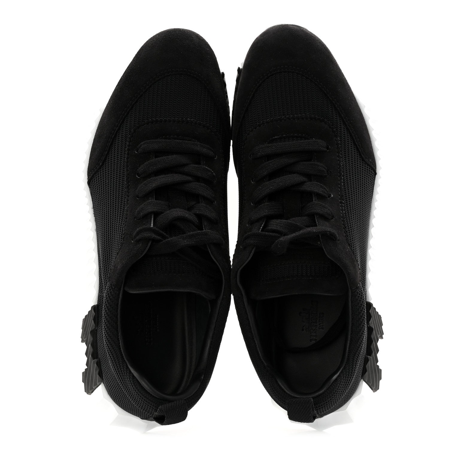 Hermes Air Mesh Suede Goatskin Bouncing Sneakers 39 Black 2 of 10